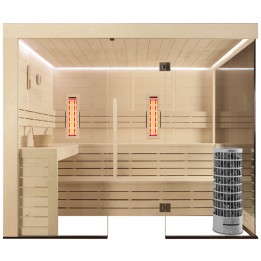 Kombinovaná finská sauna s infrazářiči AWT E1205A IR topol 266x198 9kW Vitro