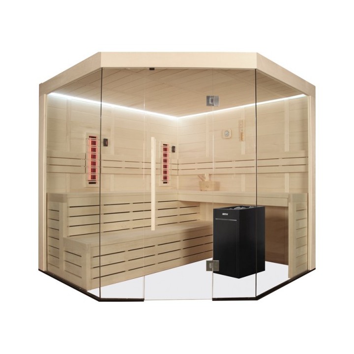 Kombinovaná finská sauna s infrazářiči AWT E1202A IR topol 267x198 9kW Vitro