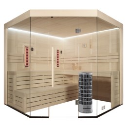 Kombinovaná finská sauna s infrazářiči AWT E1202A IR topol 267x198 9kW Cilindro