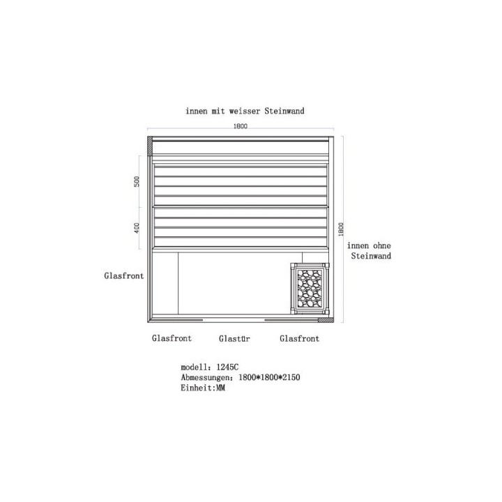 Luxusní finská sauna AWT E1246C Cilindro 180x180x216