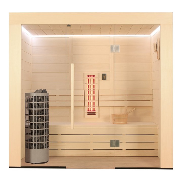 Kombinovaná finská sauna s infrazářičem AWT E1203C-IR topol 142x103 6.8kW Cilindro