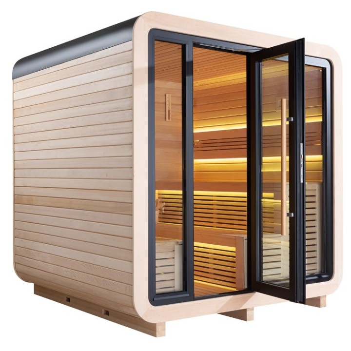 Venkovní sauna AWT THE CUBE X1 Hemlock 225x225 bez saunových kamen