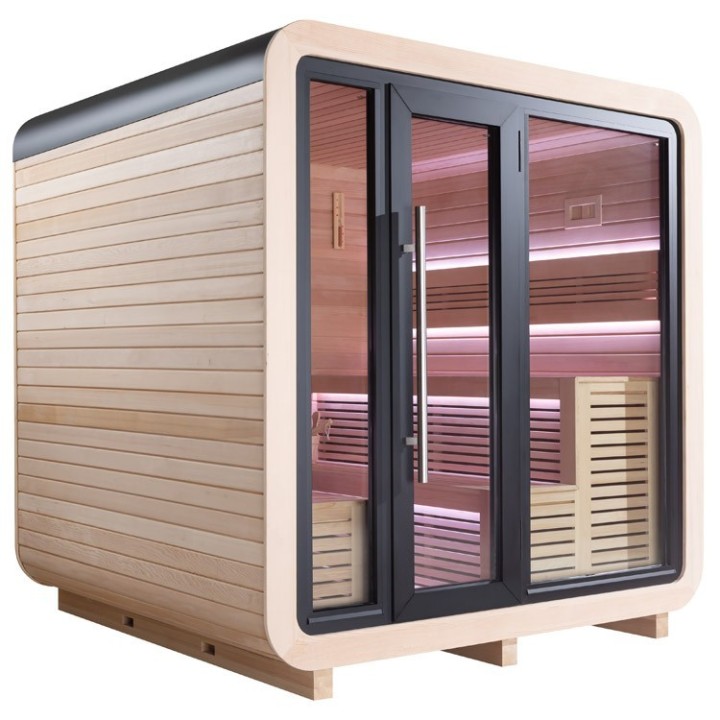 Venkovní sauna AWT THE CUBE X1 Hemlock 225x225 bez saunových kamen