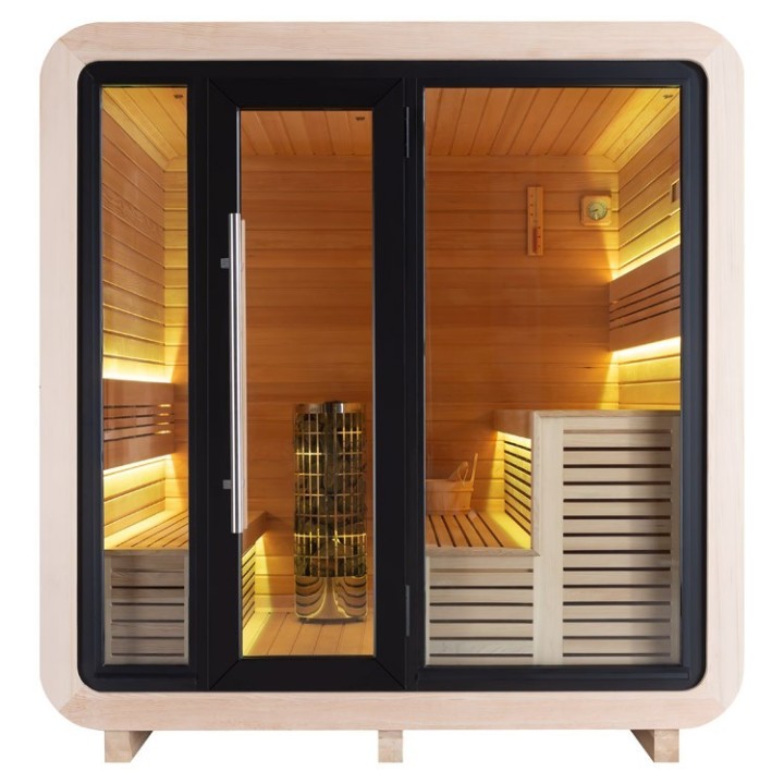 Venkovní sauna AWT THE CUBE X1 Hemlock 225x225 Cilindro 9kW