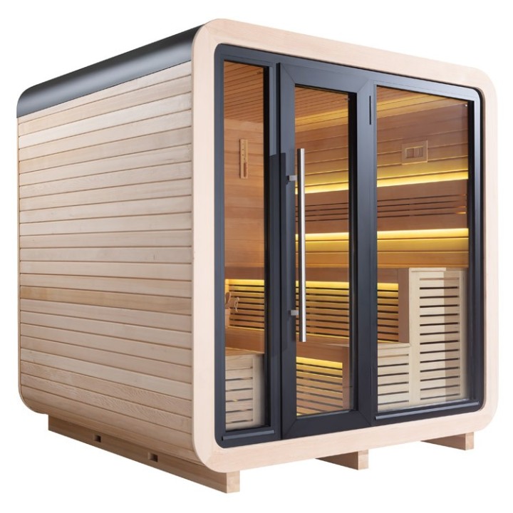 Venkovní sauna AWT THE CUBE X1 Hemlock 225x225 Eos BIO Cubo 9kW