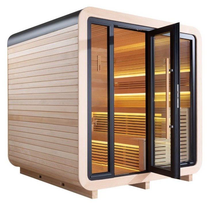 Venkovní sauna AWT THE CUBE X2 Hemlock 225x225 Cilindro 9kW