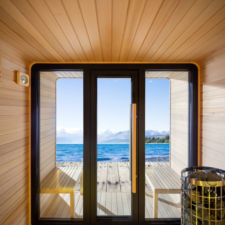 Venkovní sauna AWT THE CUBE X3 Hemlock 225x225 Eos BIO Cubo 9kW