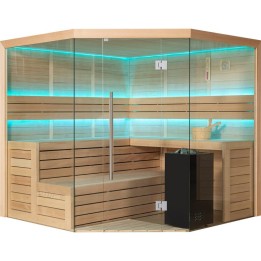 Finská sauna EAGO AWT B1611A hemlock 220×220 9 kW EOS Bi-O Cubo