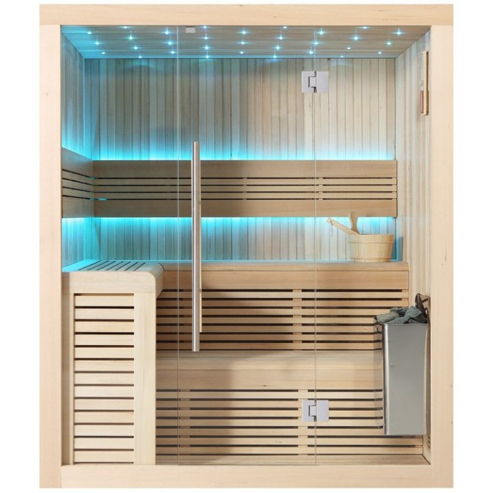 Finská sauna EAGO AWT E1112C hemlock 180×150 9 kW TheWall