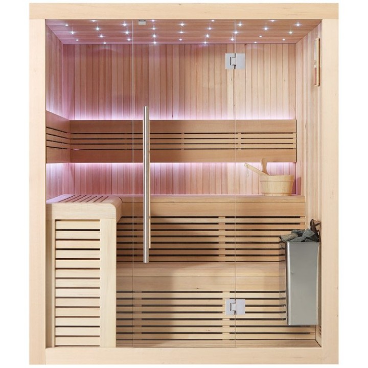 Finská sauna EAGO AWT E1112C hemlock 180×150 9 kW TheWall