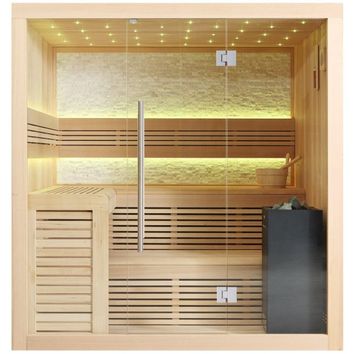 Finská sauna EAGO AWT B1102B hemlock 200×170 9 kW EOS BiO-Cubo