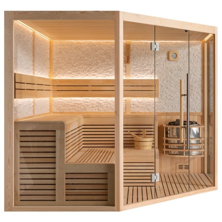 Finská sauna EAGO AWT B1816XL borovice 240×240 9 kW Viking Bi-O