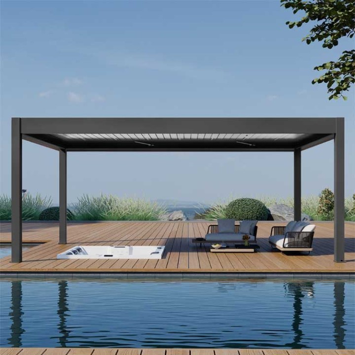 Pergola EAGO AWT P8-4B extreme černobílá 4×6 m elektrická