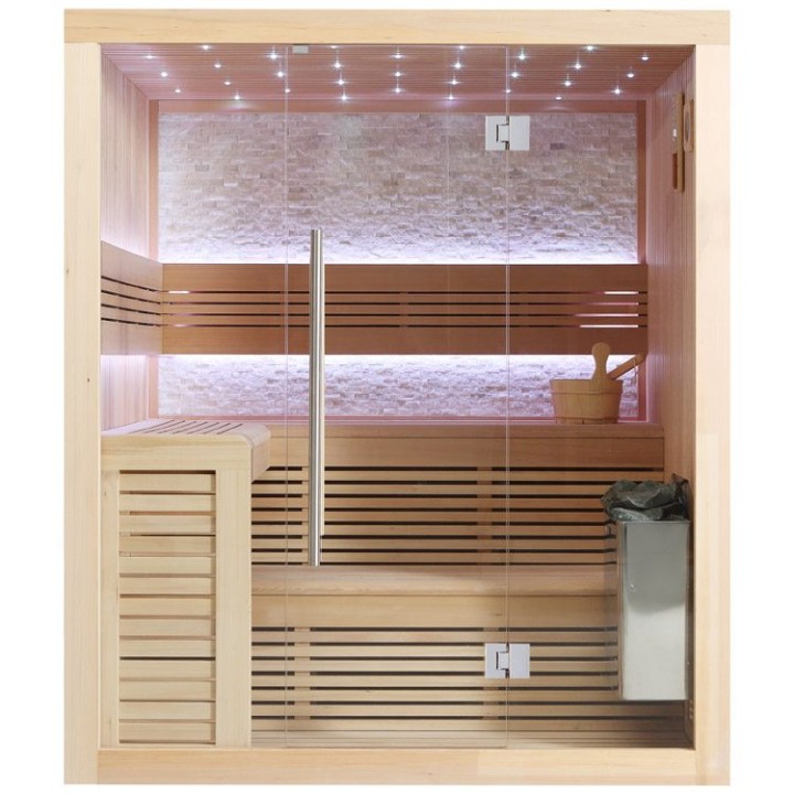 Finská sauna EAGO AWT E1102C hemlock 180×150 9 kW TheWall