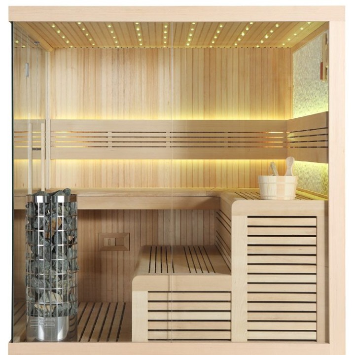Finská sauna EAGO AWT E1105B hemlock 200×200 9 kW Cilindro