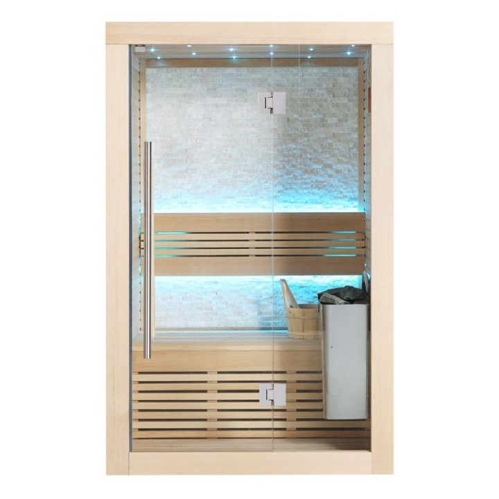 Finská sauna EAGO AWT E1103C hemlock 120×105 4,5 kW TheWall