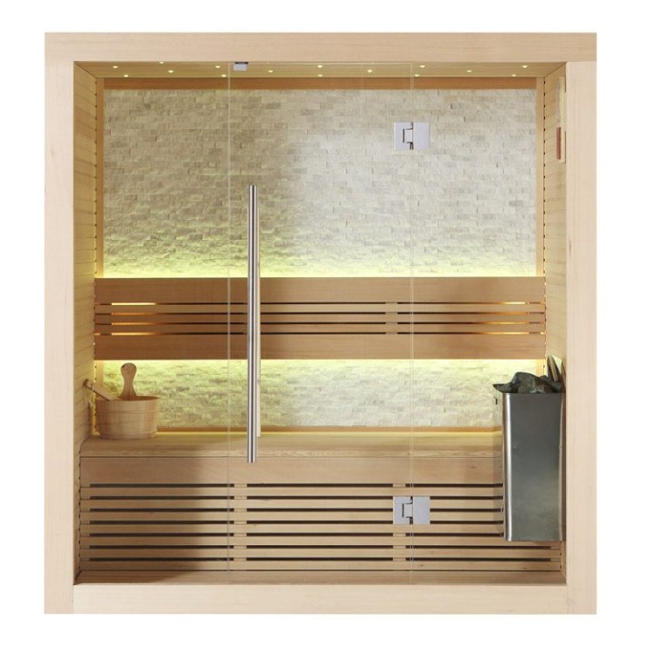 Finská sauna EAGO AWT E1103C hemlock 120×105 4,5 kW TheWall