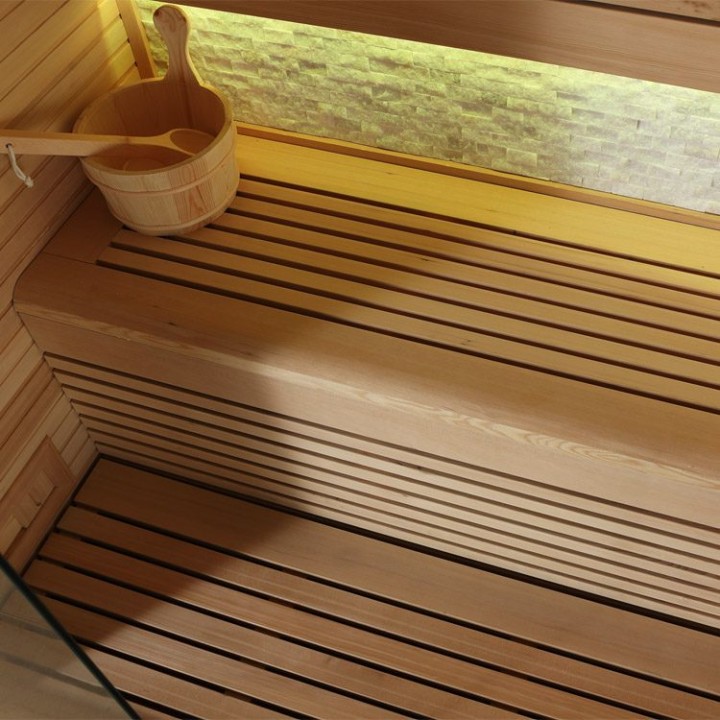 Finská sauna EAGO AWT E1103C hemlock 120×105 4,5 kW TheWall