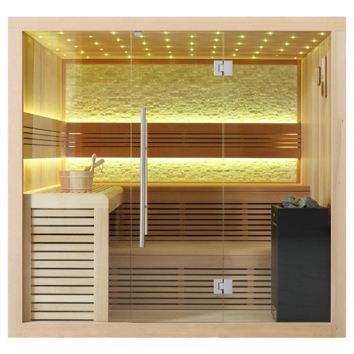 Finská sauna EAGO AWT B1102A hemlock 220×200 9 kW Virta Bi-O