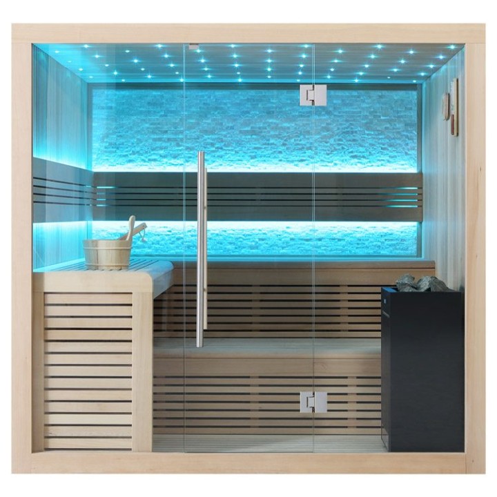 Finská sauna EAGO AWT B1102A hemlock 220×200 9 kW Virta Bi-O