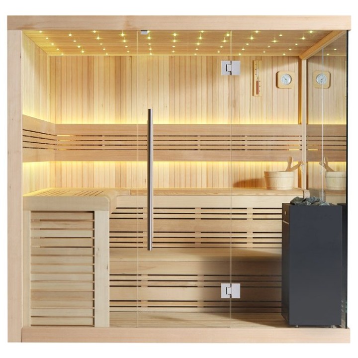 Finská sauna EAGO AWT B1115A hemlock 220×200 9 kW EOS BiO-Cubo
