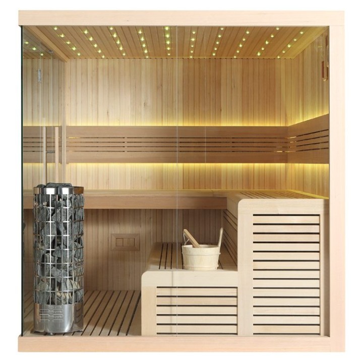 Finská sauna EAGO AWT E1115A hemlock 220×200 9 kW Cilindro