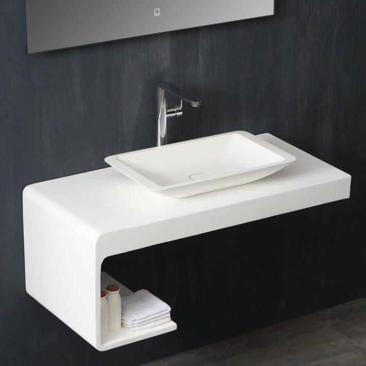 Koupelnový nábytek – set StoneArt LQ610-18 levé provedení bílý 100×40 lesklý