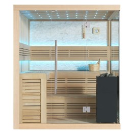 Finská sauna EAGO AWT B1105C hemlock 180×180 9 kW Virta Bi-O
