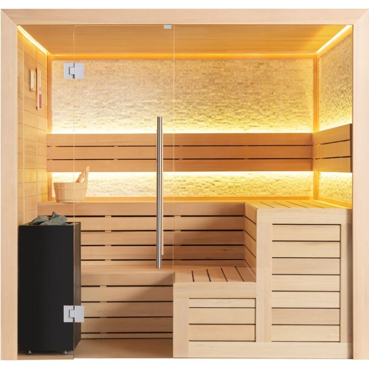 Finská sauna EAGO AWT E1603A hemlock 220×200 9 kW Virta