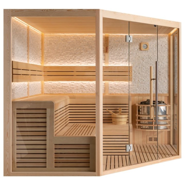 Finská sauna EAGO AWT E1816XL borovice 240×240 bez kamen