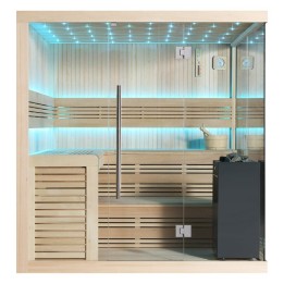 Finská sauna EAGO AWT B1115B hemlock 200×200 9 kW EOS BiO-Cubo