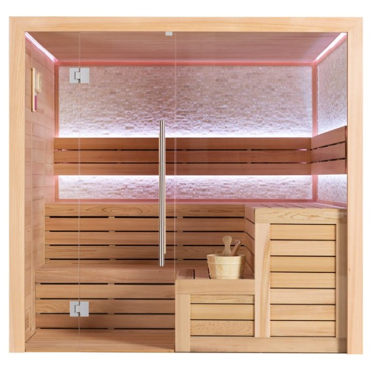 Finská sauna EAGO AWT E1603C červený cedr 180×180 bez kamen