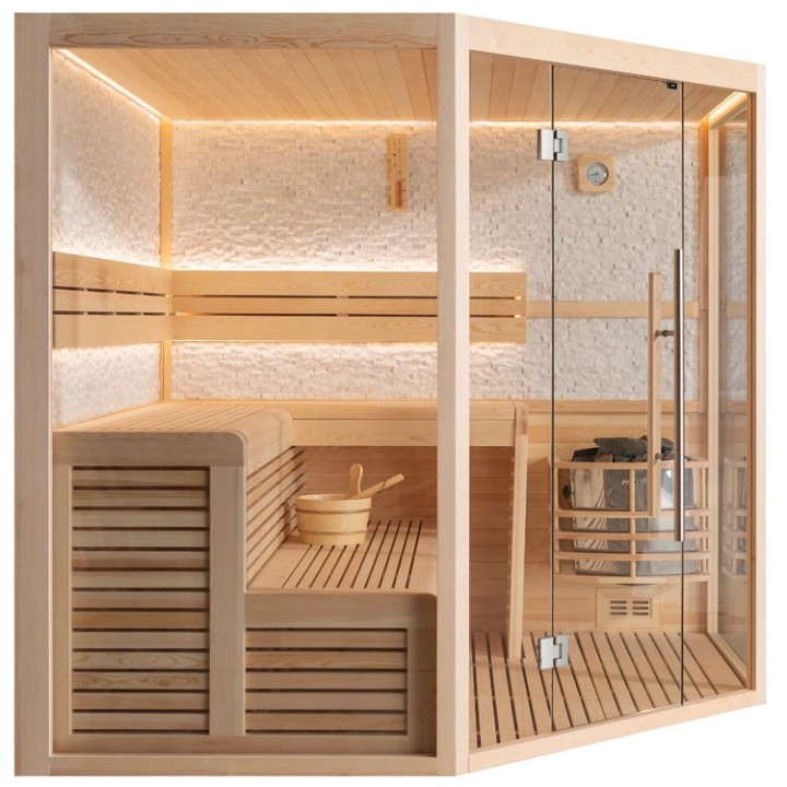 Finská sauna EAGO AWT E1816A borovice 220×220 9 kW Cilindro