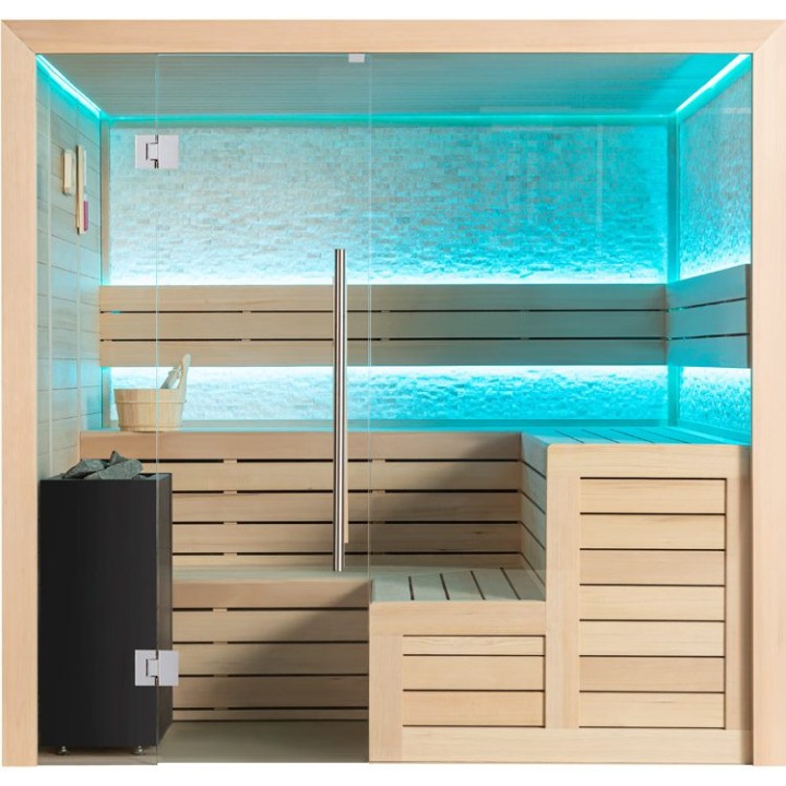 Finská sauna EAGO AWT B1603A hemlock 220×200 9 kW Virta Bi-O