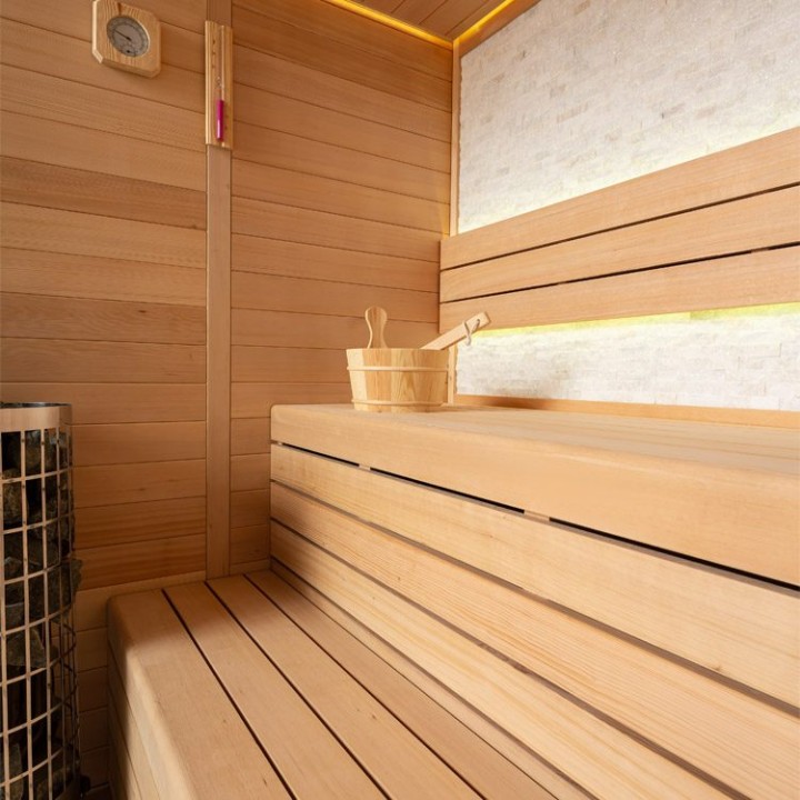 Finská sauna EAGO AWT B1604A hemlock 200×160 9 kW TheWall Bi-O