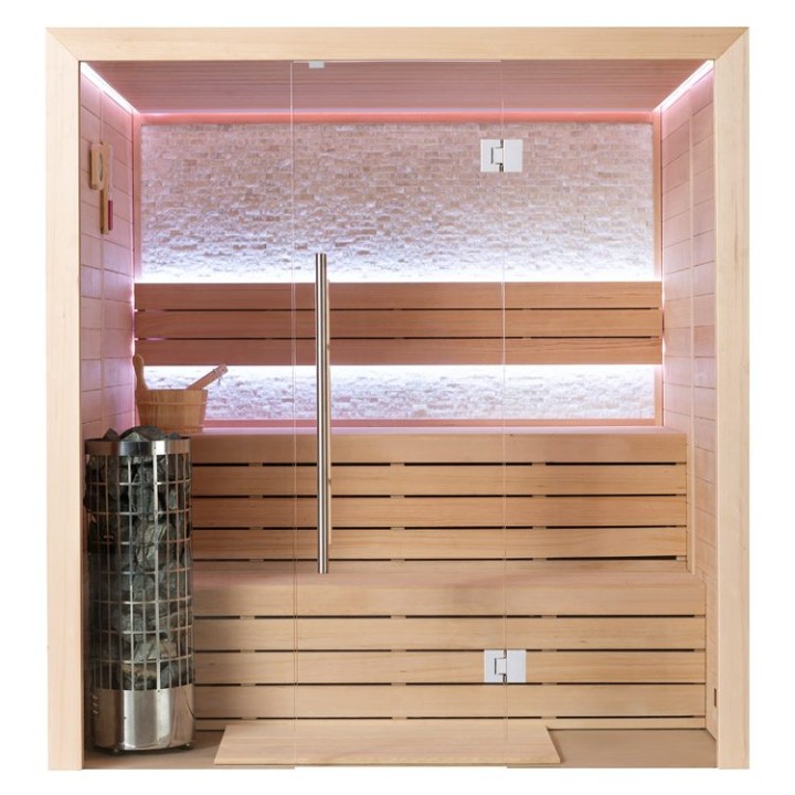 Finská sauna EAGO AWT E1604A hemlock 200×160 9 kW Cilindro