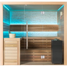 Finská sauna EAGO AWT E1602A červený cedr 220×200 9 kW Virta
