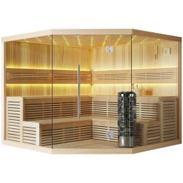Finská sauna EAGO AWT E1111 XL hemlock 250×250 9 kW Cilindro