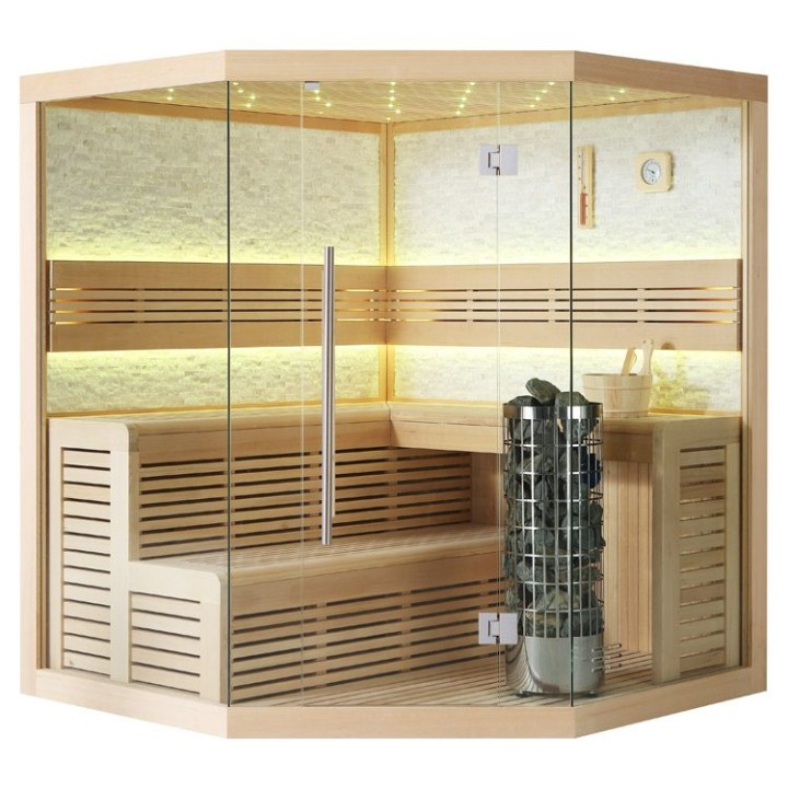 Finská sauna EAGO AWT E1101C hemlock 180×180 9 kW Cilindro