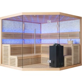 Finská sauna EAGO AWT B1101 XL hemlock 250×250 9 kW EOS BiO-Cubo