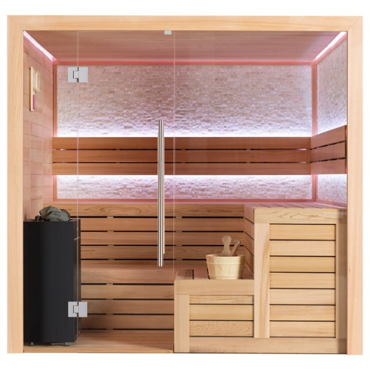 Finská sauna EAGO AWT E1603XL červený cedr 240×200 10,8 kW Virta