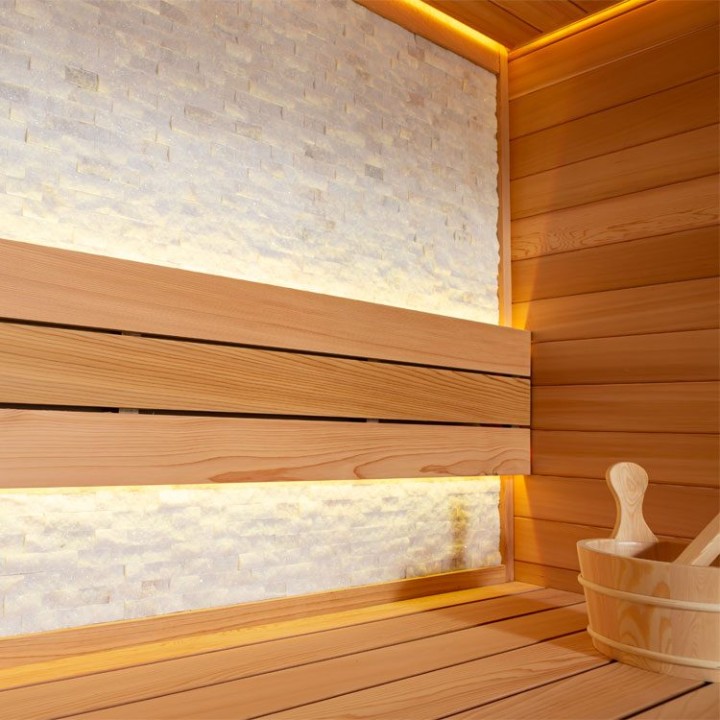 Finská sauna EAGO AWT B1604B červený cedr 180×150 9 kW TheWall Bi-O