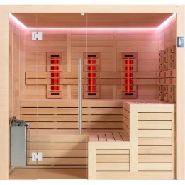 Finská sauna EAGO AWT E1613A-IR hemlock 220×200 9 kW TheWall