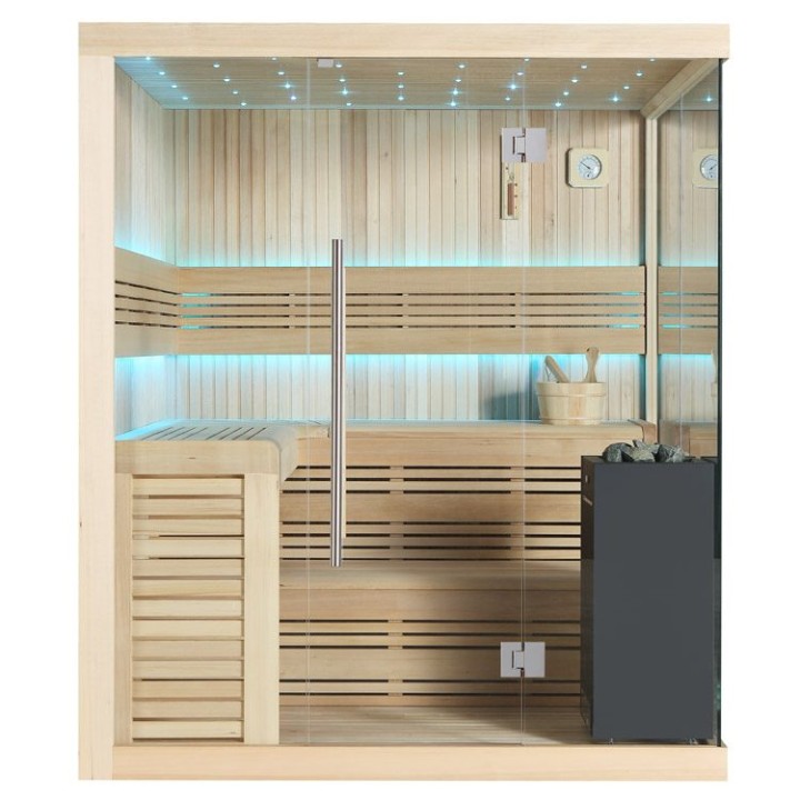 Finská sauna EAGO AWT E1115C hemlock 180×180 9 kW Virta