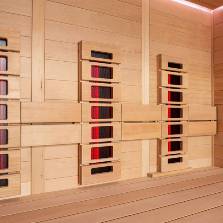 Finská sauna EAGO AWT E1614B-IR hemlock 180×150 6,8 kW Cilindro
