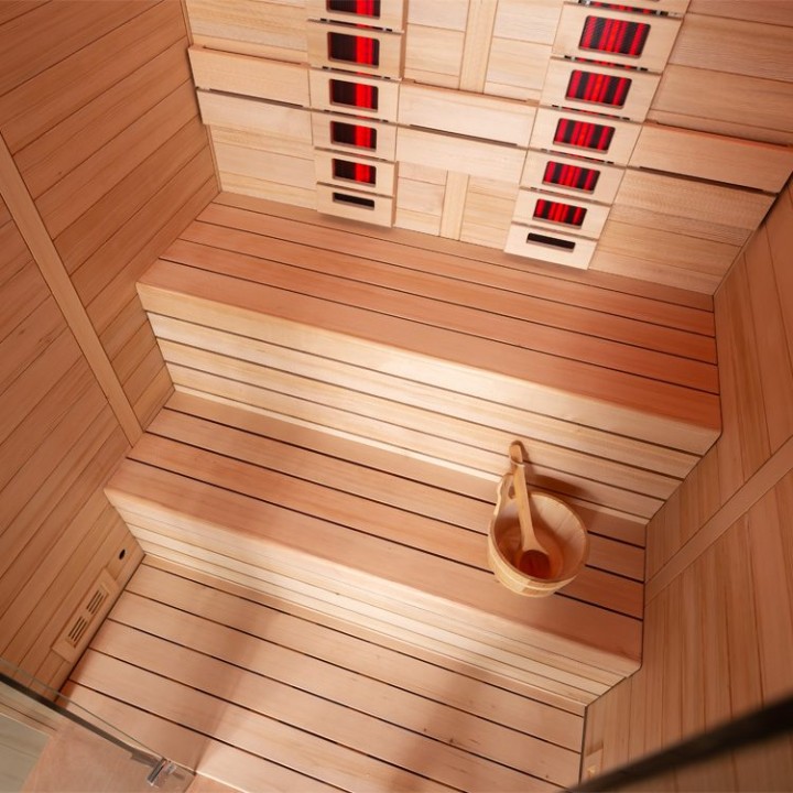 Finská sauna EAGO AWT E1614C-IR hemlock 160×150 6 kW TheWall