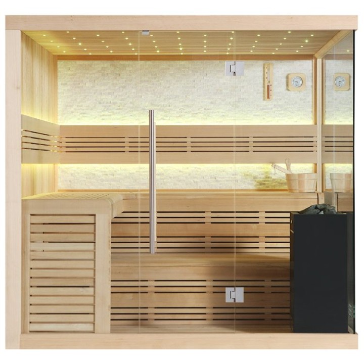 Finská sauna EAGO AWT B1105A hemlock 220×200 9 kW Virta Bi-O