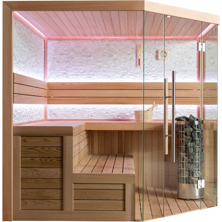Finská sauna EAGO AWT E1601B červený cedr 200×200 9 kW Virta
