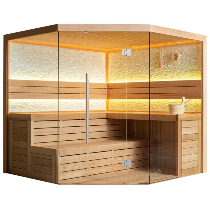 Finská sauna EAGO AWT E1601C červený cedr 180×180 bez kamen