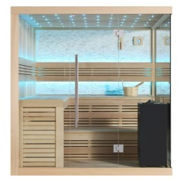 Finská sauna EAGO AWT E1105B hemlock 200×200 9 kW Virta